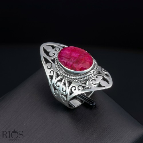 925 Sterling Silver Floral MOONSTONE Oval Gemstone Long Big Ring Gift Boxed - Picture 31 of 72