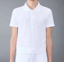 Thom Browne Textured Cotton Tonal Rib Hem RWB Polo Shirt Preppy Royal Gentleman