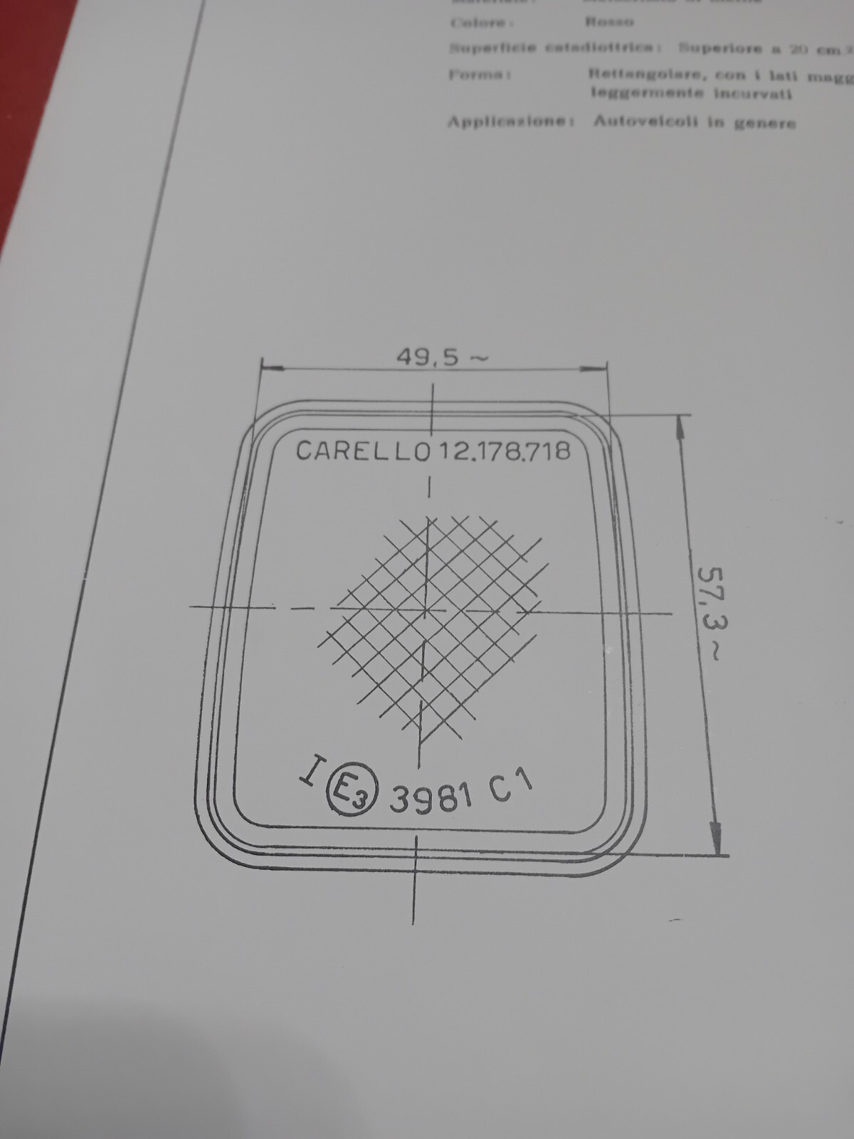 SCHEDA OMOLOGAZIONE CATADIOTTRO LAMBORGHINI MIURA CARELLO 12178718 1965