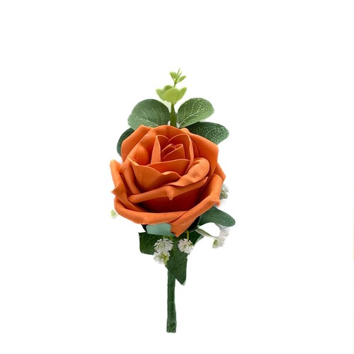 Artificial Wedding Flowers, Single Foam Rose Buttonhole Eucalyptus & Gypsophila - Picture 20 of 29