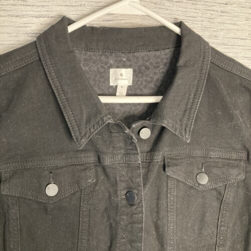 Dress Barn Denim Jacket Women Size XL Black Stretch Jean Jacket Button Front - Picture 3 of 12