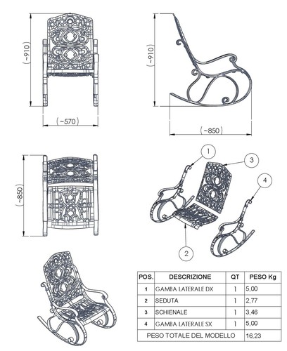 ALU SCHAUKELSTUHL ROH MOD. COLONIAL - OUTDOOR, GARTEN - Bild 8 von 8