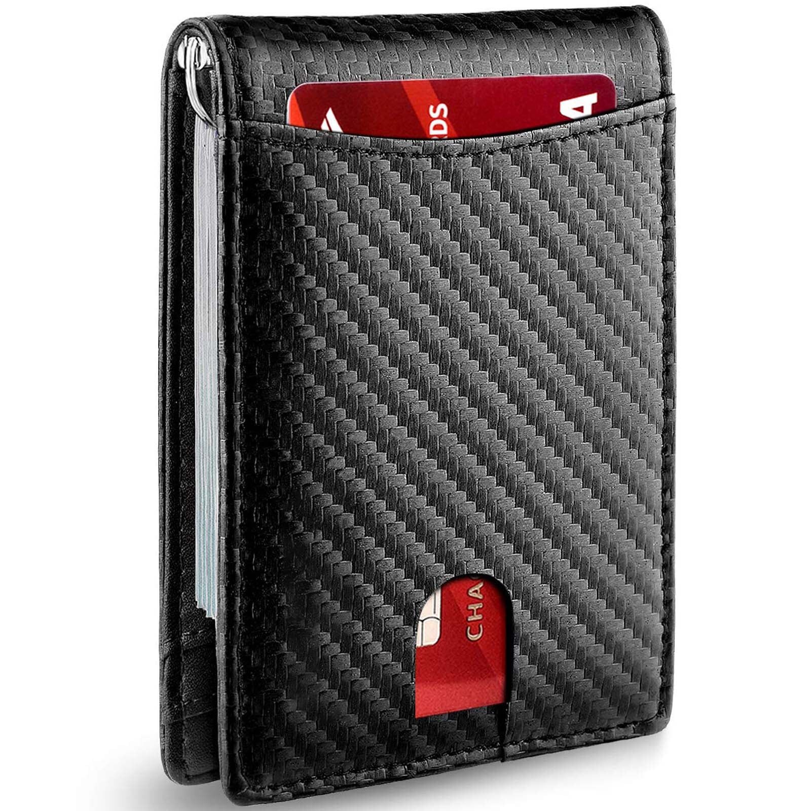 Slim RFID Blocking Money Clip Wallet for Men - Minimalist Black Card Holder-image