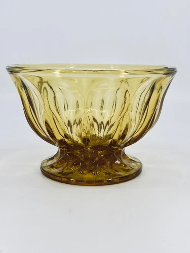 VTG Anchor Hocking Fairfield Amber Glass Footed Pedestal Bowl 6” Candy Dish