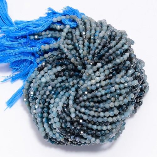 Natural blue tourmaline Gemstone Round Shape Faceted Beads 3x3 mm Strand 12.5" - Picture 2 of 4