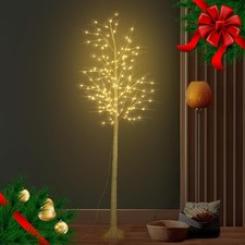8FT Birch Tree w/150 LED Lights, Warm White for Indoor Outdoor Festival, Party