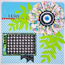 Handmade I CAN... Paper Flower Leaves 12x12 Premade Scrapbook Layout Page