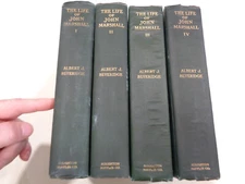 Life of John Marshall by Alfred J. Beveridge 4 Volumes 1916 Green Book Set Decor