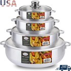 8 Piece Aluminum Caldero Stock Pot Set W/ Glass Lid Nonstick Cooking Dutch Oven