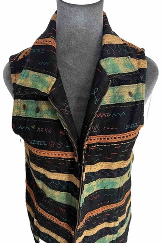 Chicos Vest 1 = 8 M Cotton Artsy Retro Hippie Colorful Festival Indie Boho - Picture 16 of 24