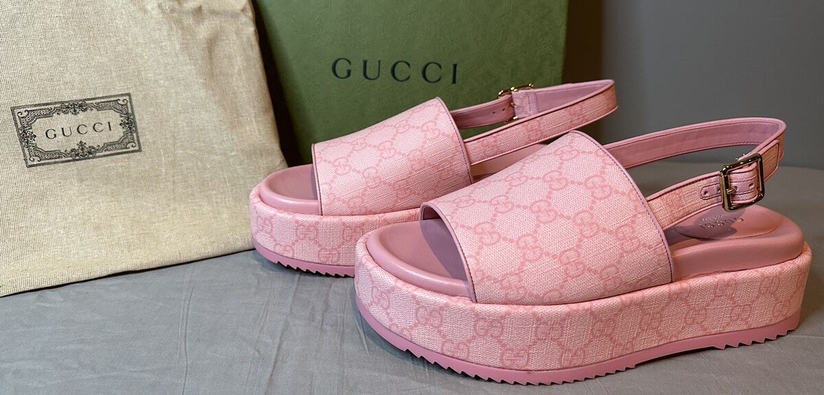 Gucci GG Supreme Slingback Platform Sandals Women's Size 37 Gucci GG Supreme Slingback Platform Sandals Women's Size 37