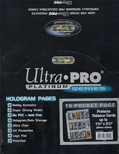 ULTRA PRO PLATINUM 100 15-POCKET ( Tobacco Cards ) Pages, New, Free Shipping