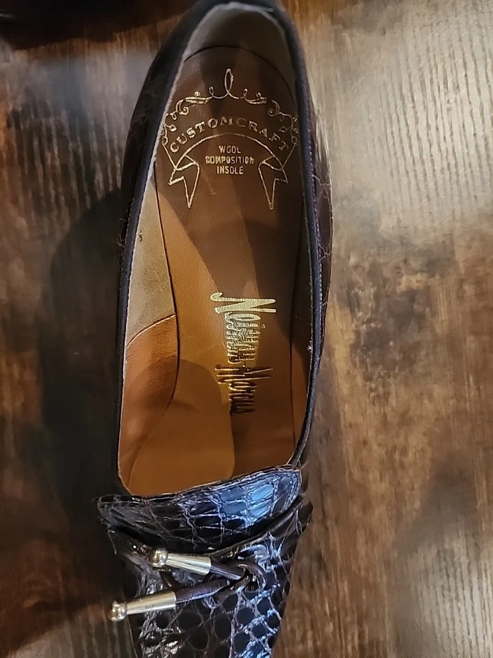 复古 Neiman Marcus 皮革定制鳄鱼鞋,尺寸 4.5 美国 — 第 2/4 张图片