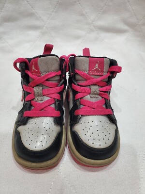 Nike Jordan 1 Toddler Mid Pink And Black- Little kids Size 5c
