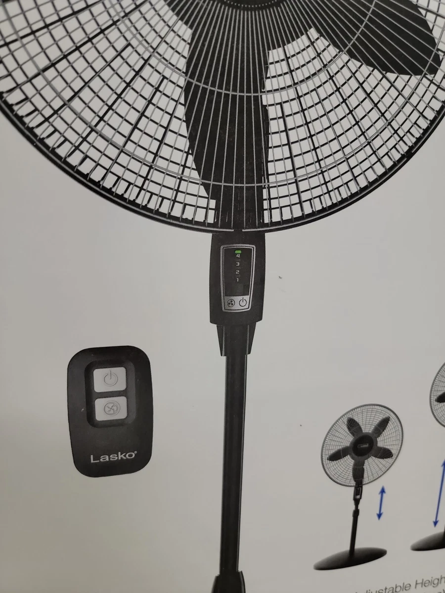 Lasko 18u0026#034; Oscillating 4-Speed Large Room Pedestal Fan with Remote  Control Black | eBay
