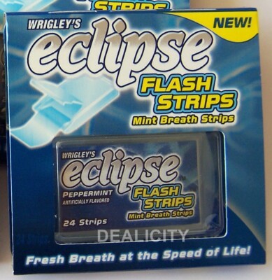 Wrigley's Eclipse Flash Strips Peppermint Mint Breath 24-pack NEW! Nice! H3