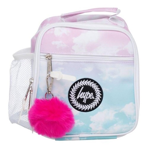 Hype Clouds Canvas Zip Closure Lunch Bag With Mesh Bottle Side