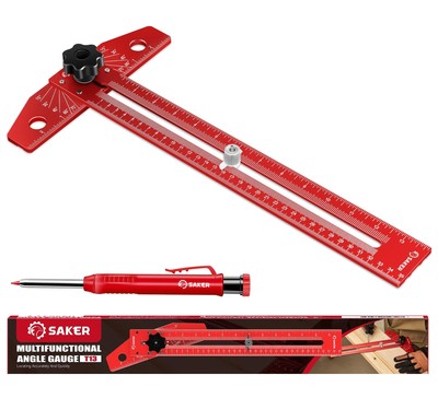 Saker Woodworking Scriber Marking Line Ruler, Adjustable Aluminum Alloy Slidi...