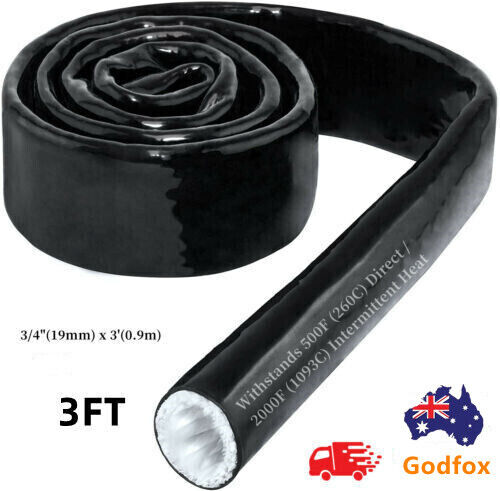 Black Express Heat Sleeve Silicone Fire Heat Protection Sleeve Fiberglass 3/4"ID - Picture 1 of 6