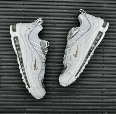 air max 98 white silver gold