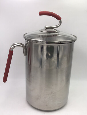 Kuhn Rikon Steamer Pot Swiss Design 18/10 Stainless Steel Basket Lid red 12 cup