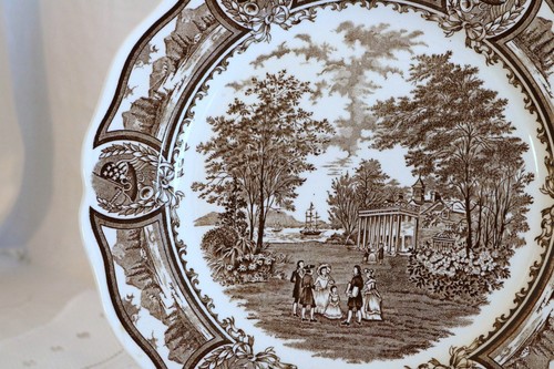 J&G MEAKIN AMERICANA IRONSTONE ENGLAND BROWN 10 5/8" Dinner Plates Set of 2 - Picture 2 of 3