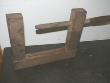 Antike Holz-Schraubzwinge gro&szlig; - altes Werkzeug Zimmermann, Schreiner