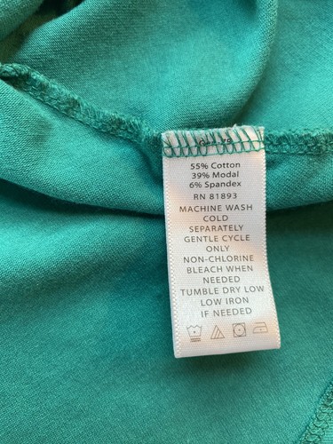Isaac Mizrahi Women’s Top Shirt Dark Aqua Size Large Short Sleeve Peplum Knit - Picture 9 of 10