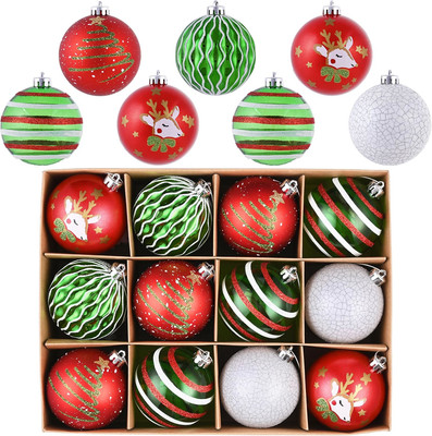 Valery Madelyn Christbaumschmuck 12 Stück 8 cm, grün rot und weiß Weihnachten