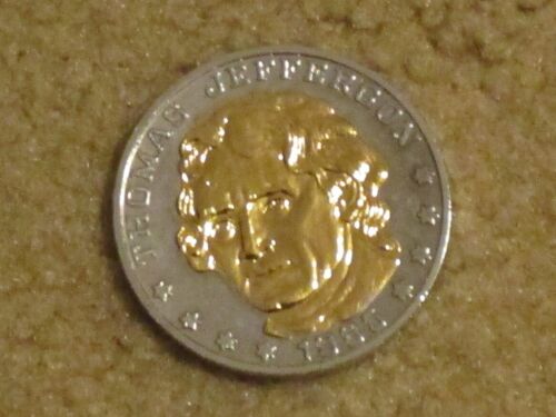 Moneda conmemorativa Thomas Jefferson 1985 185 aniversario tono oro y plata NN - Imagen 2 de 7
