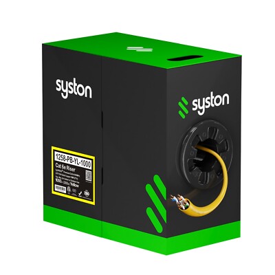 Syston Cat 6e Ethernet Cable 1000ft 23 AWG Bare Copper Wire 600 MHz CMR Bulk Box