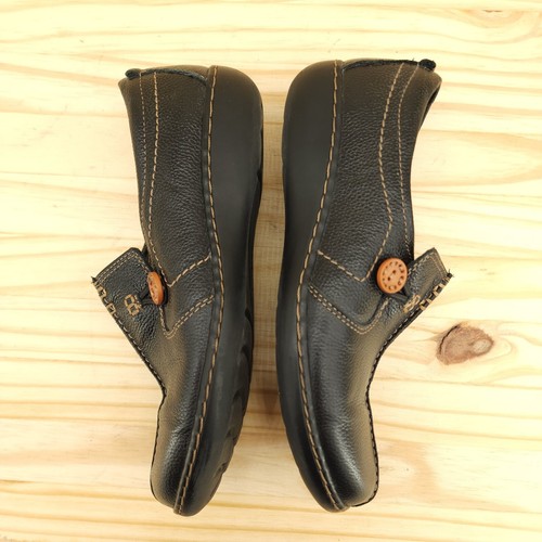 Clarks Women's Shoes 8 Black Leather Button Slip On Comfort Booties Y2K Cottage - Picture 6 of 9