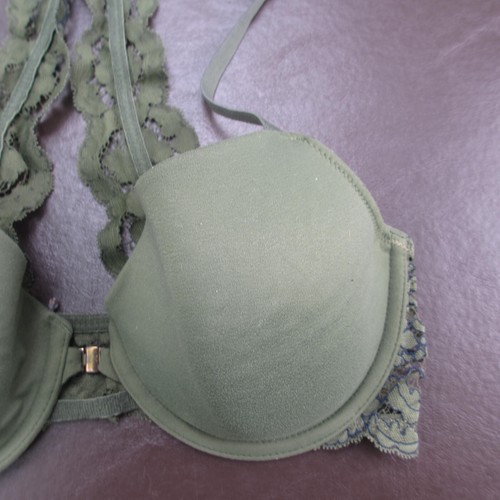 Gilligan & O'Malley Bra 34C Green Lace Padded Underwire Adjustable Clasp Front - Picture 4 of 11
