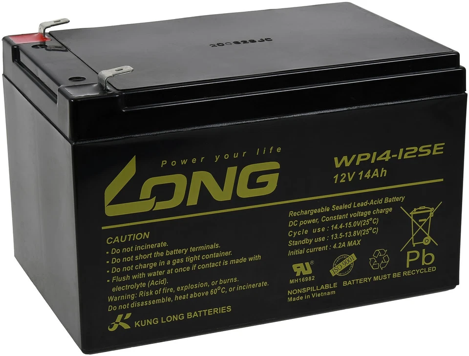POWERY Batería de plomo KungLong WP14-12SE 12V 14Ah/168Wh plomo ácido negro