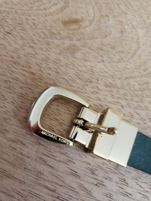 MICHAEL KORS MK Logo Twist Reversible Belt With Gold Bickle , Green Large