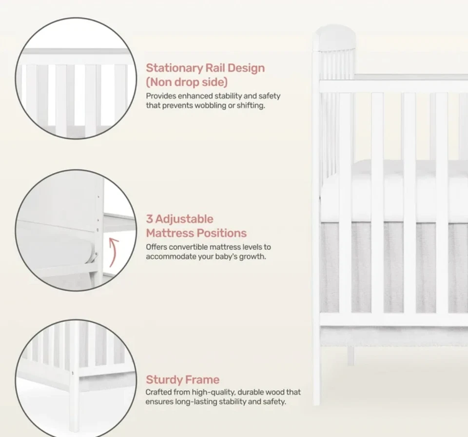 Cuna Convertible Cunas Para Bebes Cama Para Niños Marco Cambiador Blanco Foto 4 de 4