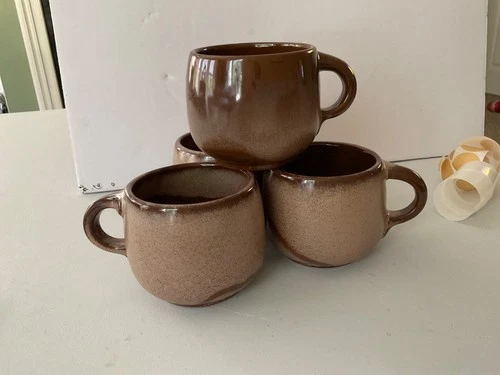 Frankoma Plainsman Brown 4C Coffee Cups Mugs 8 oz set of 3