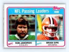 1981 Topps #1 1980 Passing Leaders (Ron Jaworski / Brian Sipe)