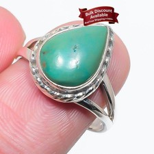 Natural Chrysoprase Solid Sterling Silver Boho Statement Anniversary Ring Size 9