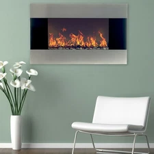 36'' Electric Fireplace Heater with Remote Wall Mounted Adjustable LED Flame