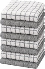 100 Cotton Dish Cloths 8 Pack Kitchen Towels Gray 12x12 Absorbent Durable