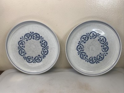 Set of 2 English Blue Denby-Langley Coupe Salad Plates ENGLISH STONEWARE 8 1/4 