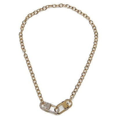 Gestempelt 10K Gelbgold echte weiße Diamanten Handschellen Halskette