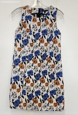 Slate & Willow Blue and Orange Floral Jacquard Shift sleeveless dress - Size 2
