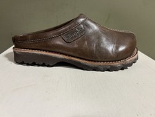 Vtg Simple Clogs Brown Leather Slip On Shoes Womens Sz 8.5 EU 40 90s Y2K