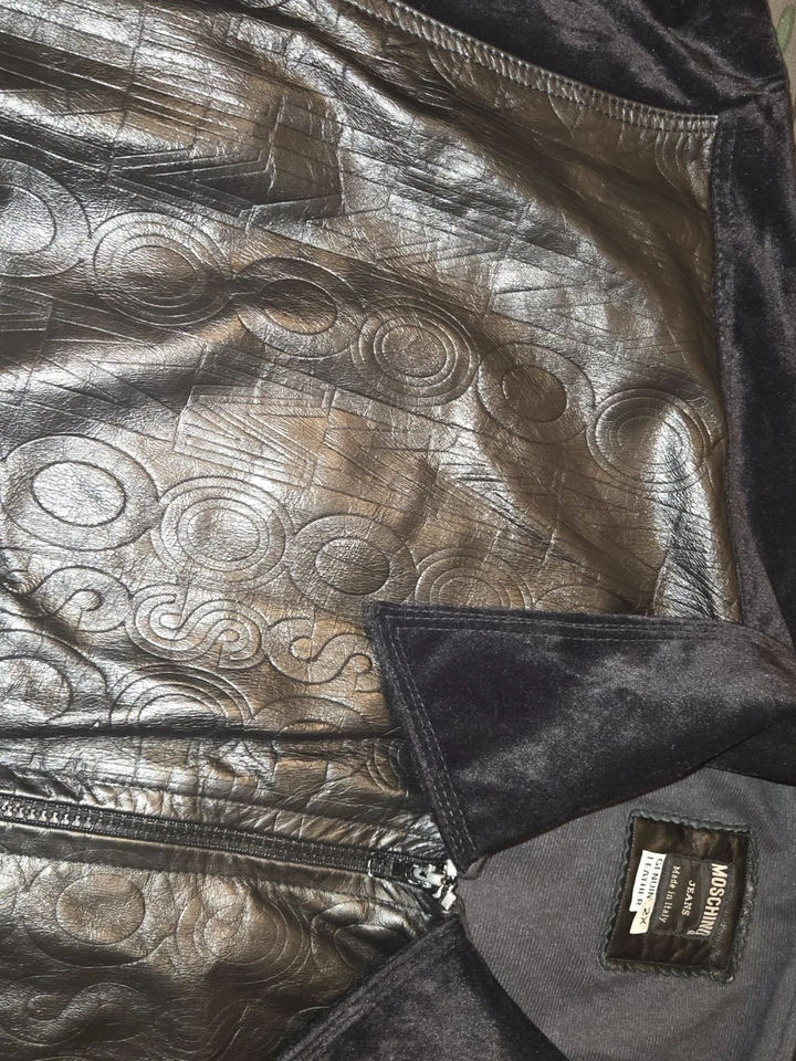 Chaqueta Moschino de cuero vintage para hombre 2xl Foto 3 de 4