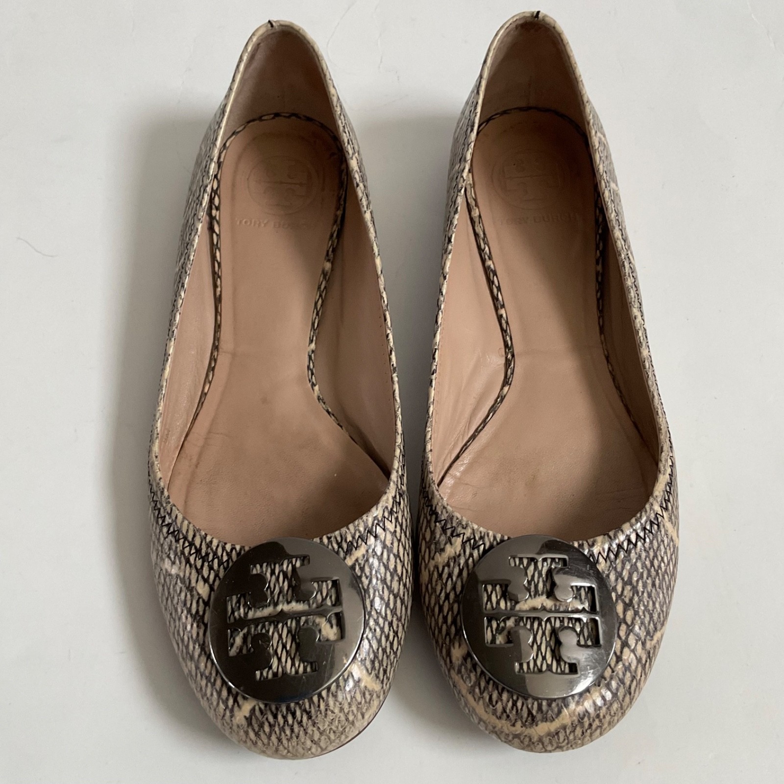 Tory Burch Reva Snakeskin Python Embossed Ballet … - image 1