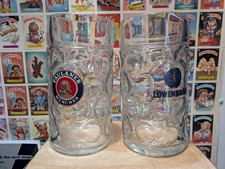 Taza de cerveza Paulaner & Lowenbrau Alemania 2 vasos Breweriana coleccionable alemana