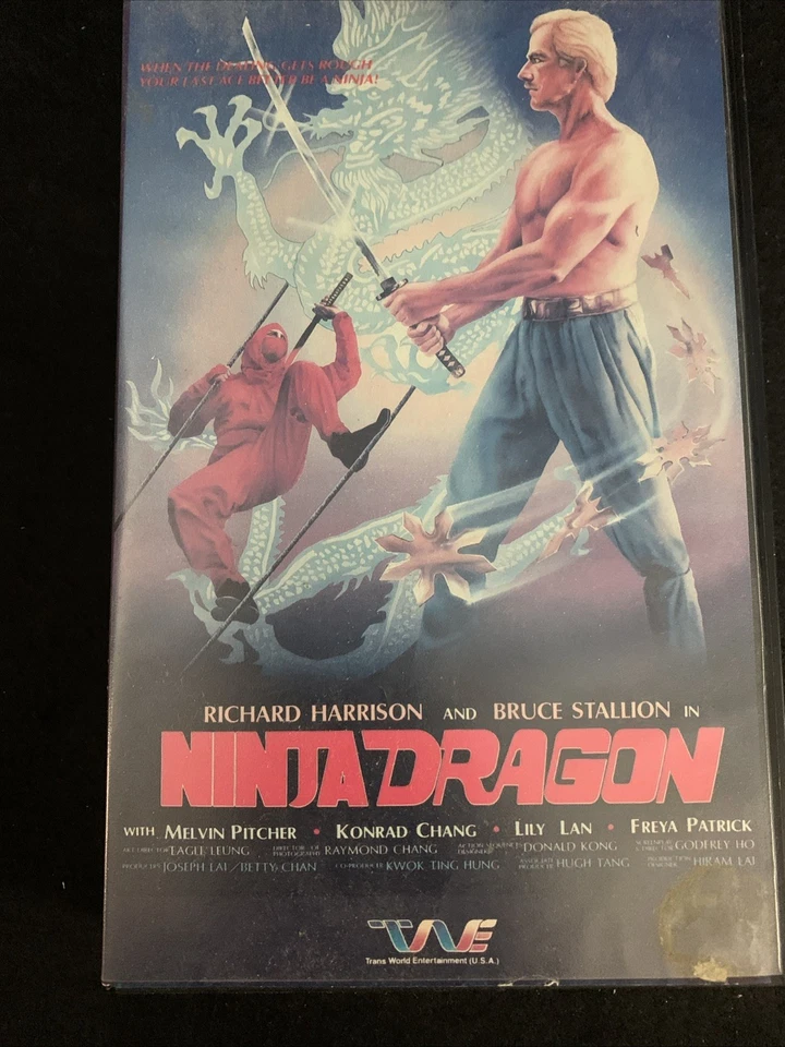 Ninja Dragon VHS 1986 BIG BOX Richard Harrison Bruce Stallion Action Crime RARE! - Image 2 of 4