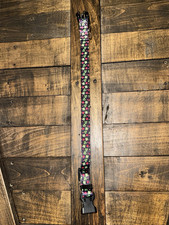 Free Shipping - Floral Adjustable Dog Collar Purple Pink Green Flower Charms M